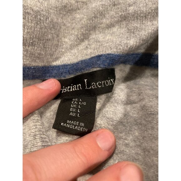 Christian Lacroix Men's 100% 2- Ply Cashmere 1/4-Zip Sweater Gray L - Picture 3 of 8